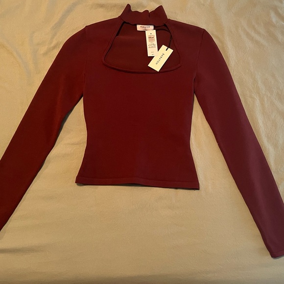 Babaton sculpt knit top in Deep Maroon - Picture 1 of 3